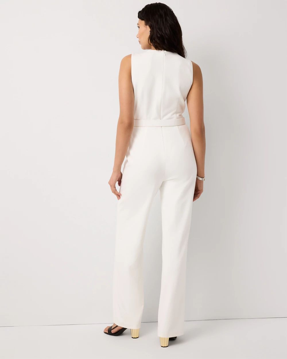 Knit Crepe Zip-Front Jumpsuit | White House Black Market